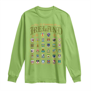 The 32 Counties Of Ireland Long Sleeve Shirt Irish Pride Heritage Vintage Celtic Shamrock TS11 Lime Print Your Wear