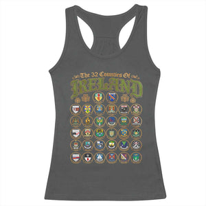 The 32 Counties Of Ireland Racerback Tank Top Irish Pride Heritage Vintage Celtic Shamrock TS11 Dark Heather Print Your Wear