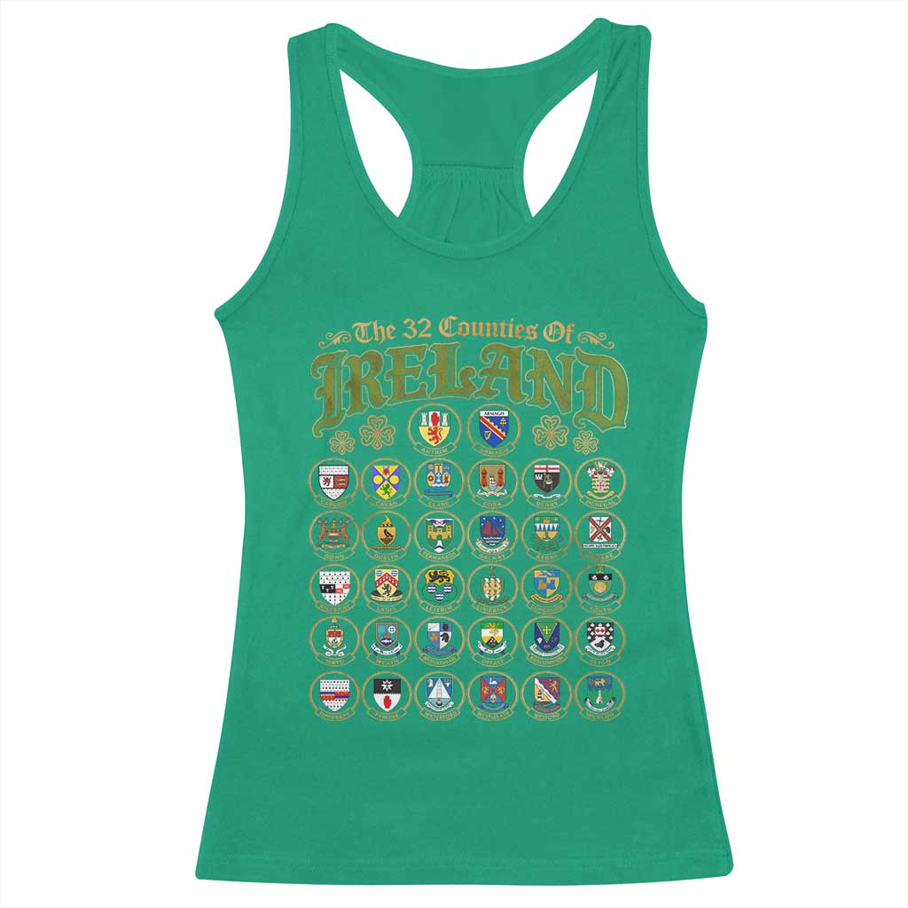 The 32 Counties Of Ireland Racerback Tank Top Irish Pride Heritage Vintage Celtic Shamrock TS11 Irish Green Print Your Wear