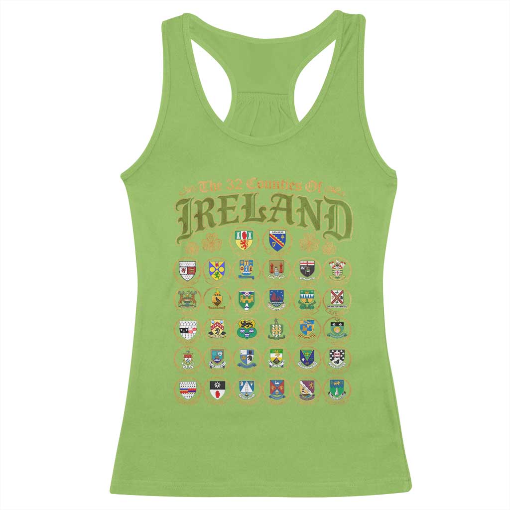 The 32 Counties Of Ireland Racerback Tank Top Irish Pride Heritage Vintage Celtic Shamrock TS11 Lime Print Your Wear