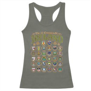 The 32 Counties Of Ireland Racerback Tank Top Irish Pride Heritage Vintage Celtic Shamrock TS11 Military Green Print Your Wear