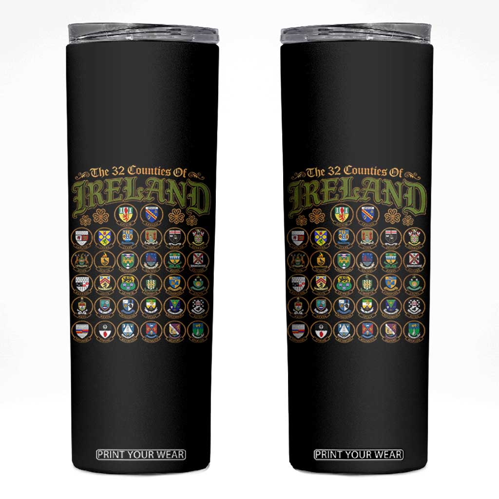The 32 Counties Of Ireland Skinny Tumbler Irish Pride Heritage Vintage Celtic Shamrock TS11 Black Print Your Wear