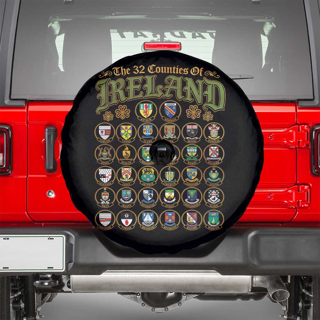 The 32 Counties Of Ireland Spare Tire Cover Irish Pride Heritage Vintage Celtic Shamrock TS11 Black Print Your Wear