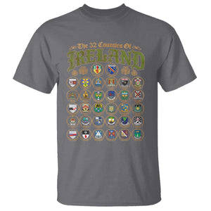The 32 Counties Of Ireland T Shirt Irish Pride Heritage Vintage Celtic Shamrock TS11 Charcoal Print Your Wear