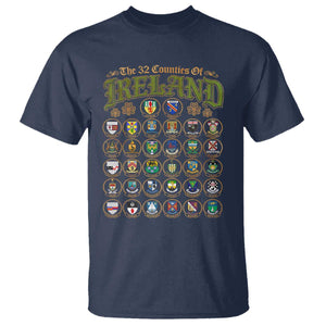 The 32 Counties Of Ireland T Shirt Irish Pride Heritage Vintage Celtic Shamrock TS11 Navy Print Your Wear