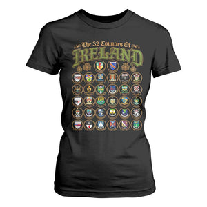 The 32 Counties Of Ireland T Shirt For Women Irish Pride Heritage Vintage Celtic Shamrock TS11 Black Print Your Wear