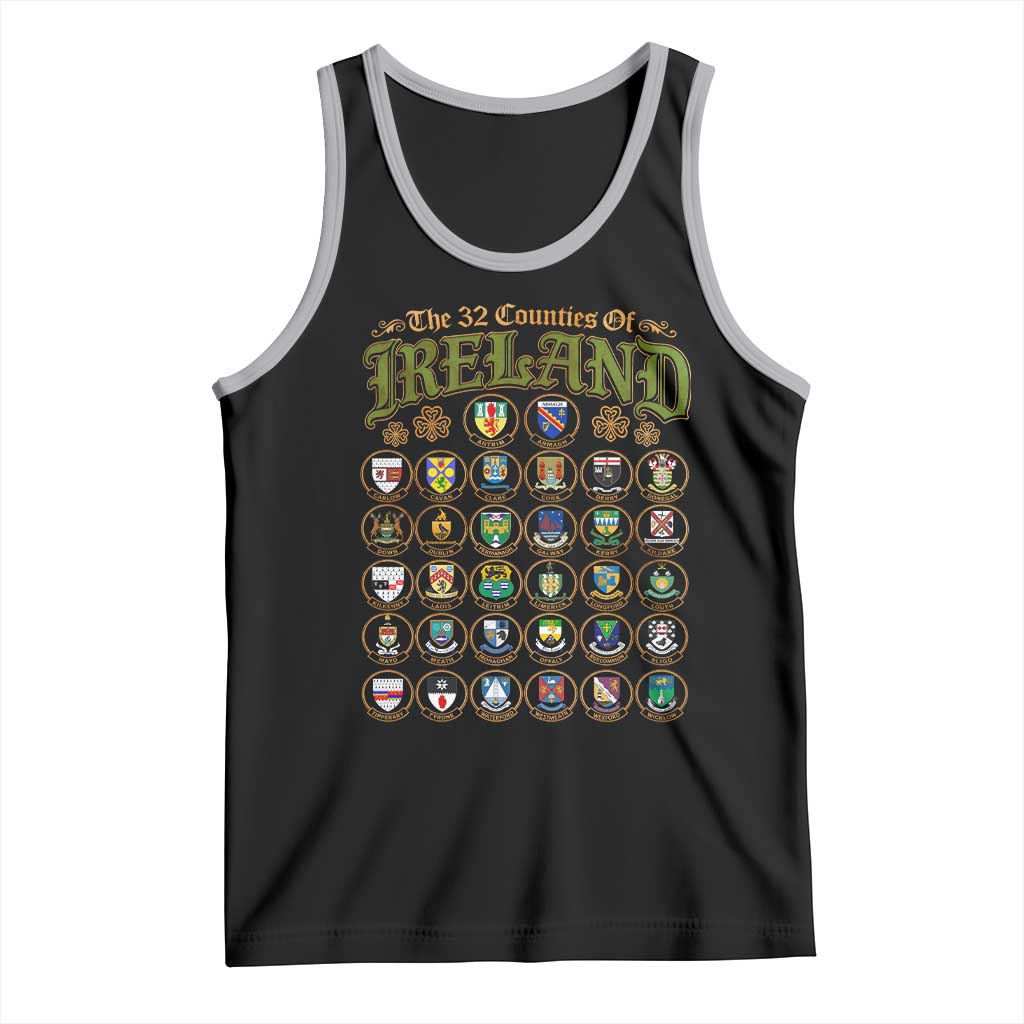 The 32 Counties Of Ireland Tank Top Irish Pride Heritage Vintage Celtic Shamrock TS11 Black Athletic Heather Print Your Wear