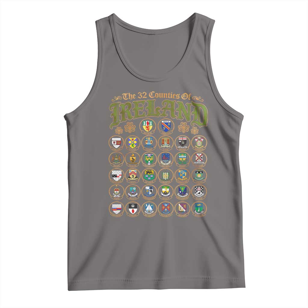 The 32 Counties Of Ireland Tank Top Irish Pride Heritage Vintage Celtic Shamrock TS11 Deep Heather Print Your Wear