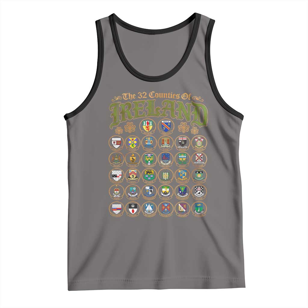 The 32 Counties Of Ireland Tank Top Irish Pride Heritage Vintage Celtic Shamrock TS11 Deep Heather Black Print Your Wear