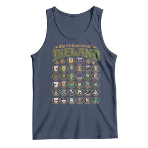 The 32 Counties Of Ireland Tank Top Irish Pride Heritage Vintage Celtic Shamrock TS11 Navy Print Your Wear
