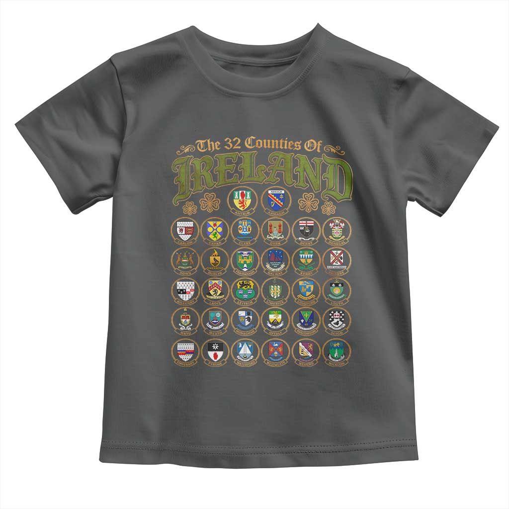 The 32 Counties Of Ireland Toddler T Shirt Irish Pride Heritage Vintage Celtic Shamrock TS11 Dark Heather Print Your Wear
