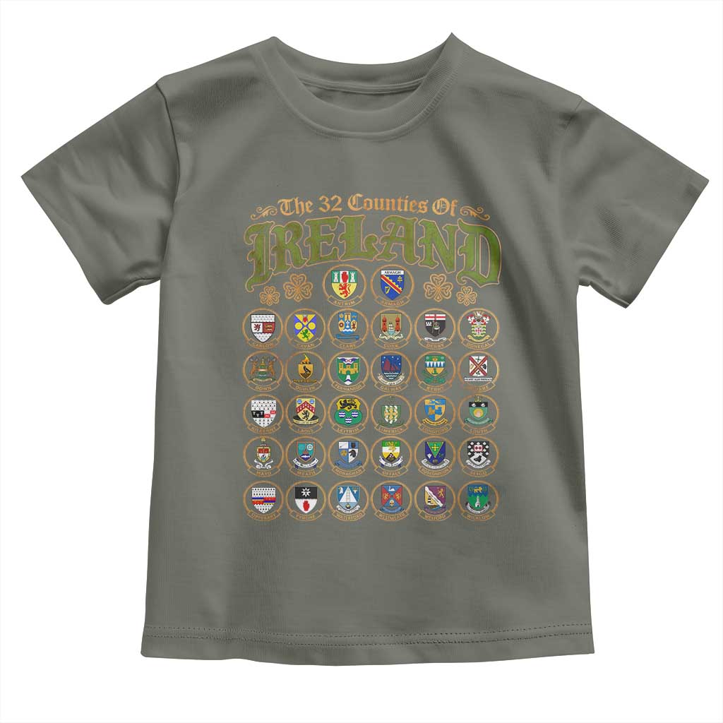 The 32 Counties Of Ireland Toddler T Shirt Irish Pride Heritage Vintage Celtic Shamrock TS11 Military Green Print Your Wear