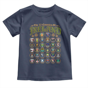 The 32 Counties Of Ireland Toddler T Shirt Irish Pride Heritage Vintage Celtic Shamrock TS11 Navy Print Your Wear
