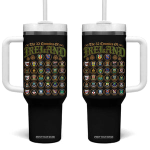 The 32 Counties Of Ireland Tumbler With Handle Irish Pride Heritage Vintage Celtic Shamrock TS11 One Size: 40 oz Black Print Your Wear