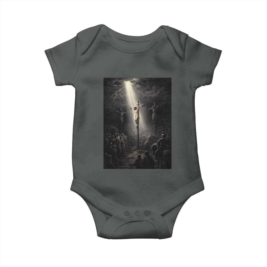 Jesus Christ Crucifixion Scene Religious Christian Easter Baby Onesie TS11 Dark Heather Print Your Wear