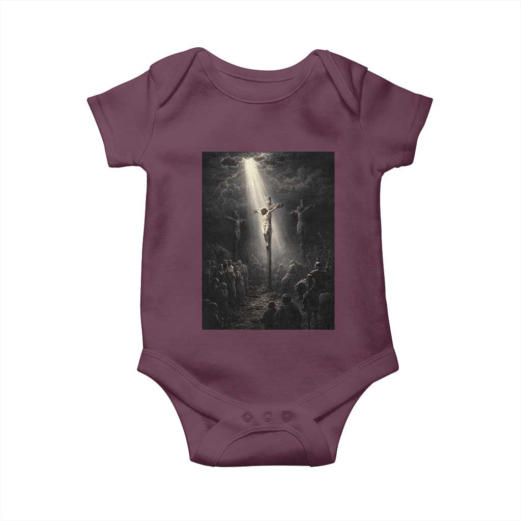Jesus Christ Crucifixion Scene Religious Christian Easter Baby Onesie TS11 Maroon Print Your Wear