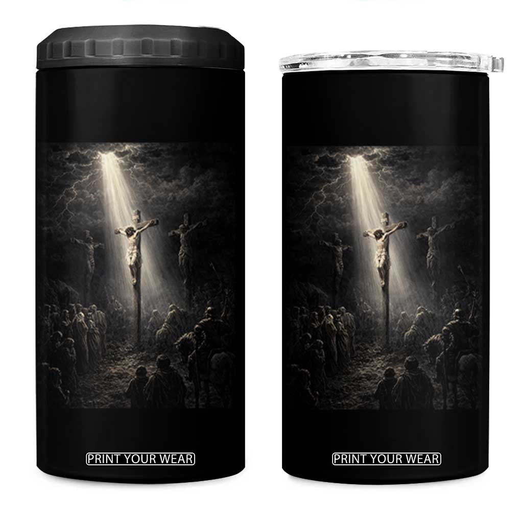 Jesus Christ Crucifixion Scene Religious Christian Easter 4 in 1 Can Cooler Tumbler TS11 One Size: 16 oz Black Print Your Wear