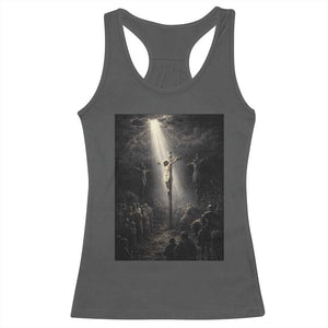 Jesus Christ Crucifixion Scene Religious Christian Easter Racerback Tank Top TS11 Dark Heather Print Your Wear