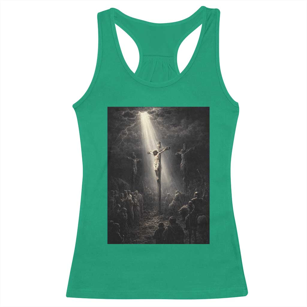 Jesus Christ Crucifixion Scene Religious Christian Easter Racerback Tank Top TS11 Irish Green Print Your Wear