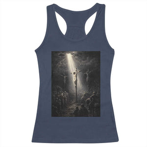 Jesus Christ Crucifixion Scene Religious Christian Easter Racerback Tank Top TS11 Navy Print Your Wear