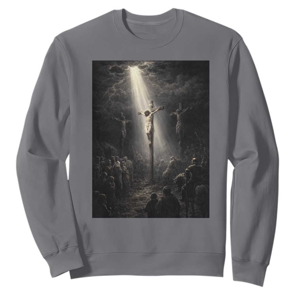 Jesus Christ Crucifixion Scene Religious Christian Easter Sweatshirt TS11 Charcoal Print Your Wear