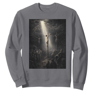 Jesus Christ Crucifixion Scene Religious Christian Easter Sweatshirt TS11 Charcoal Print Your Wear