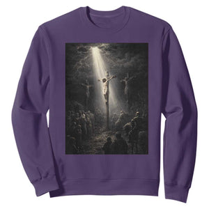 Jesus Christ Crucifixion Scene Religious Christian Easter Sweatshirt TS11 Purple Print Your Wear