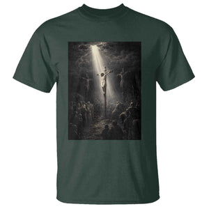 Jesus Christ Crucifixion Scene Religious Christian Easter T Shirt TS11 Dark Forest Green Print Your Wear