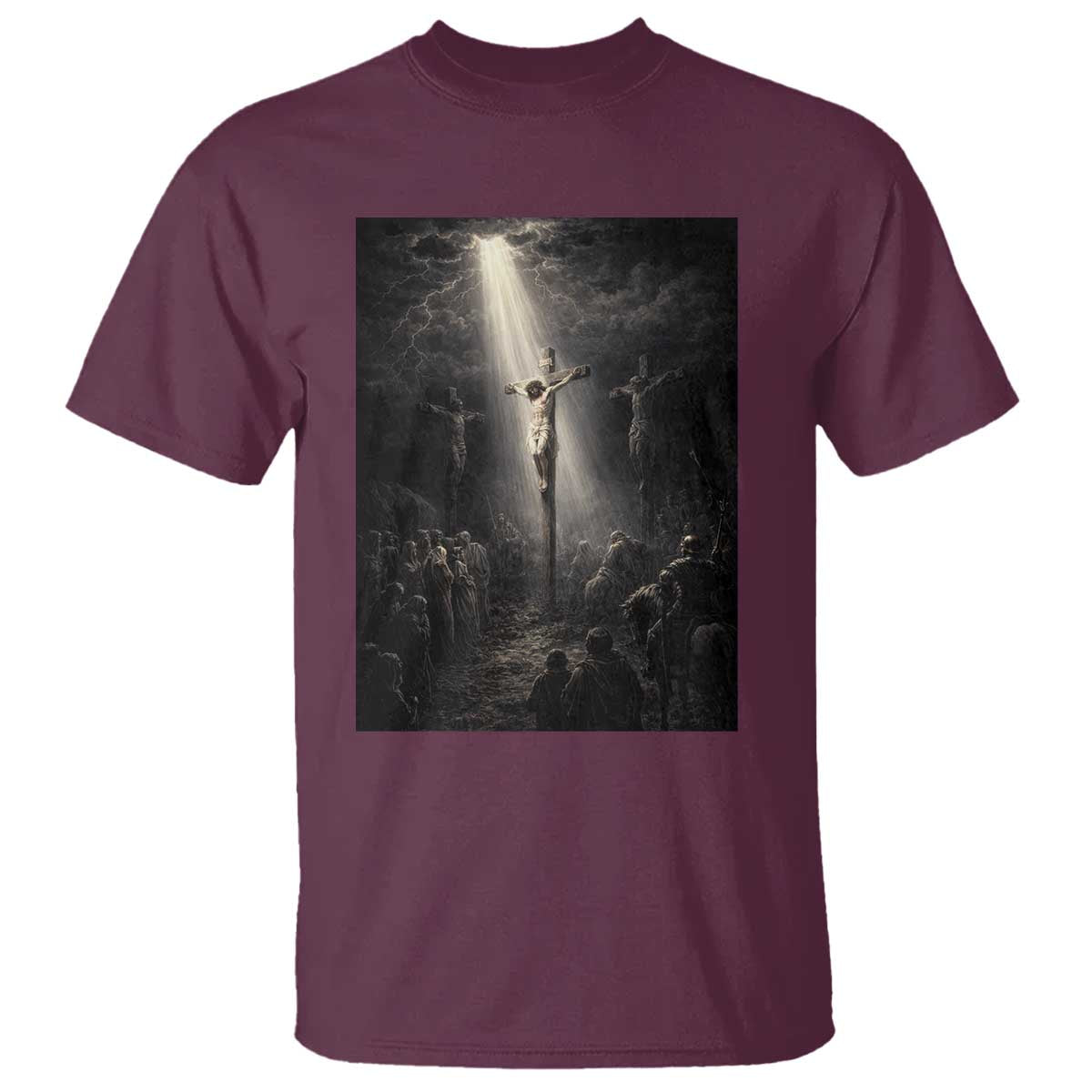 Jesus Christ Crucifixion Scene Religious Christian Easter T Shirt TS11 Maroon Print Your Wear