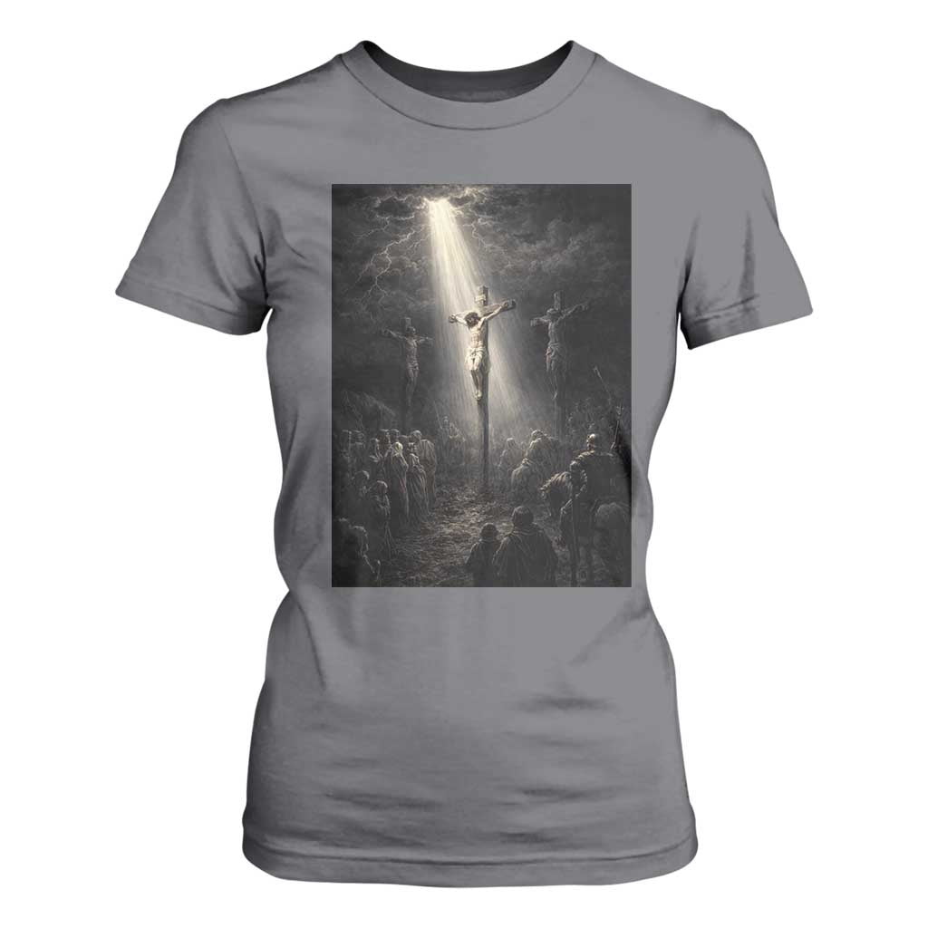 Jesus Christ Crucifixion Scene Religious Christian Easter T Shirt For Women TS11 Charcoal Print Your Wear