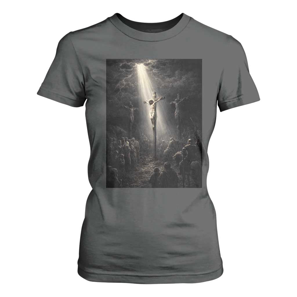 Jesus Christ Crucifixion Scene Religious Christian Easter T Shirt For Women TS11 Dark Heather Print Your Wear