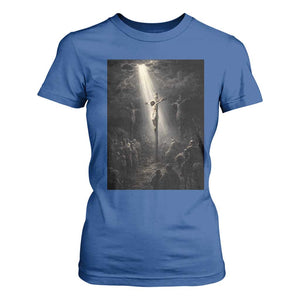 Jesus Christ Crucifixion Scene Religious Christian Easter T Shirt For Women TS11 Royal Blue Print Your Wear