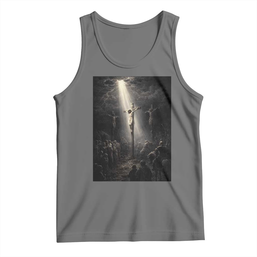 Jesus Christ Crucifixion Scene Religious Christian Easter Tank Top TS11 Black Heather Print Your Wear