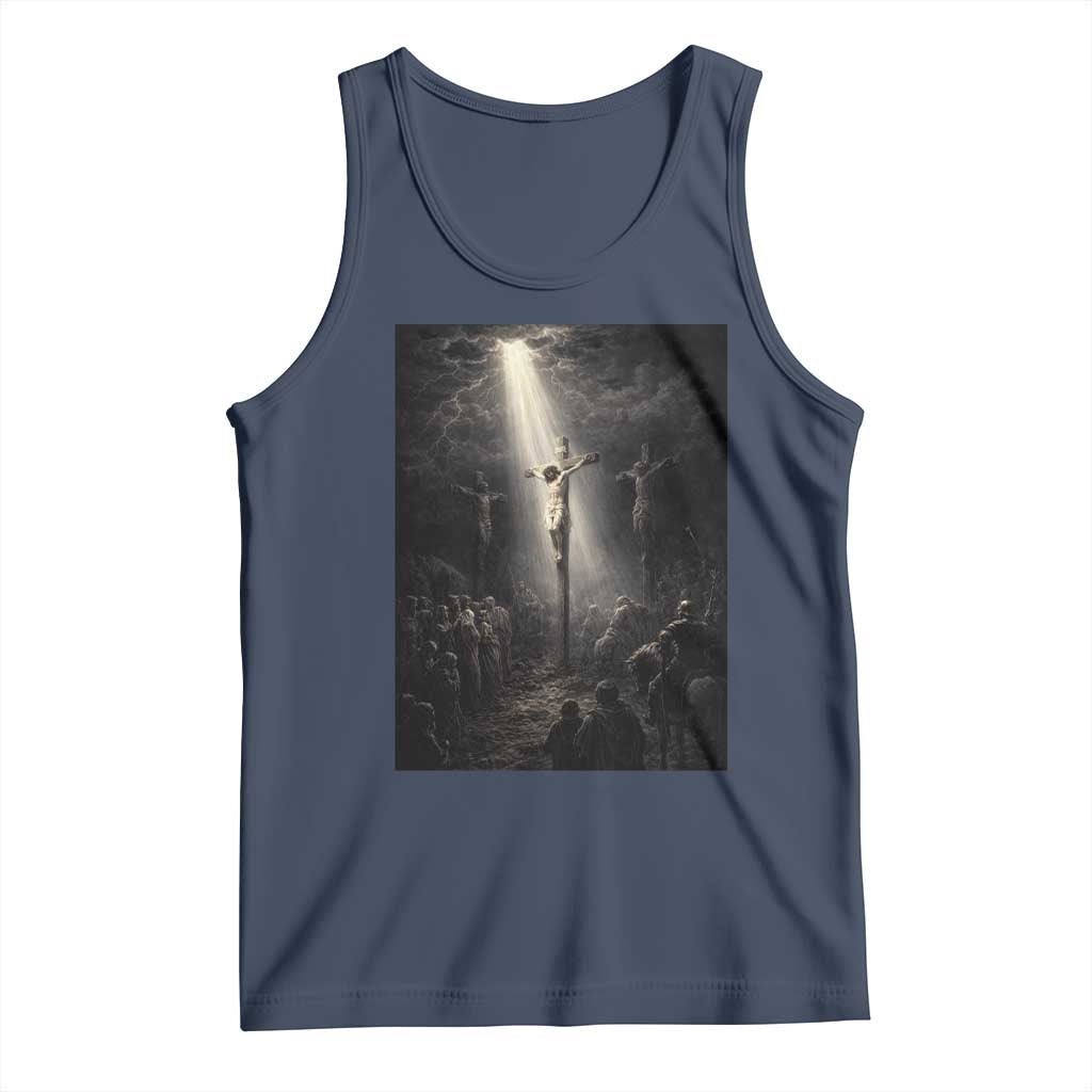 Jesus Christ Crucifixion Scene Religious Christian Easter Tank Top TS11 Navy Print Your Wear