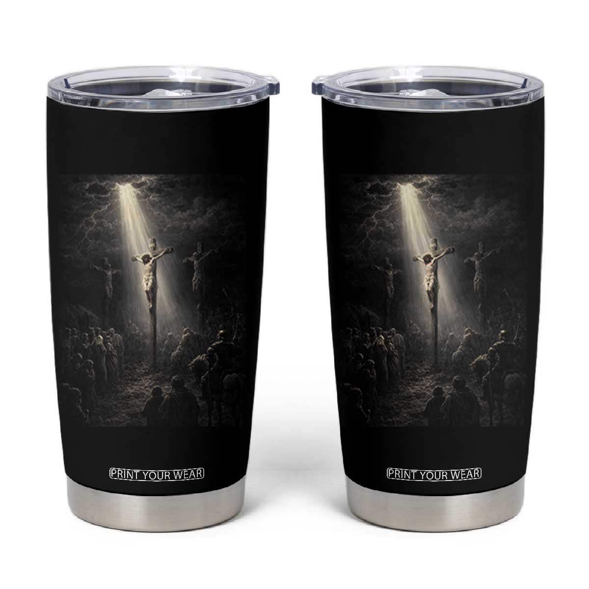 Jesus Christ Crucifixion Scene Religious Christian Easter Tumbler Cup TS11 Black Print Your Wear