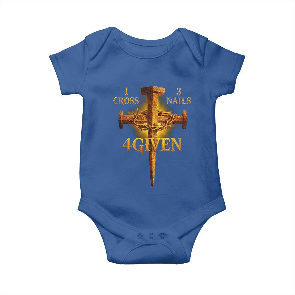 Christian One Cross Three Nails Four Given Baby Onesie Jesus God TS11 Royal Blue Print Your Wear