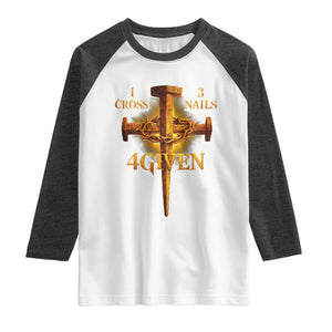 Christian One Cross Three Nails Four Given Raglan Shirt Jesus God TS11 White Heather Charcoal Print Your Wear