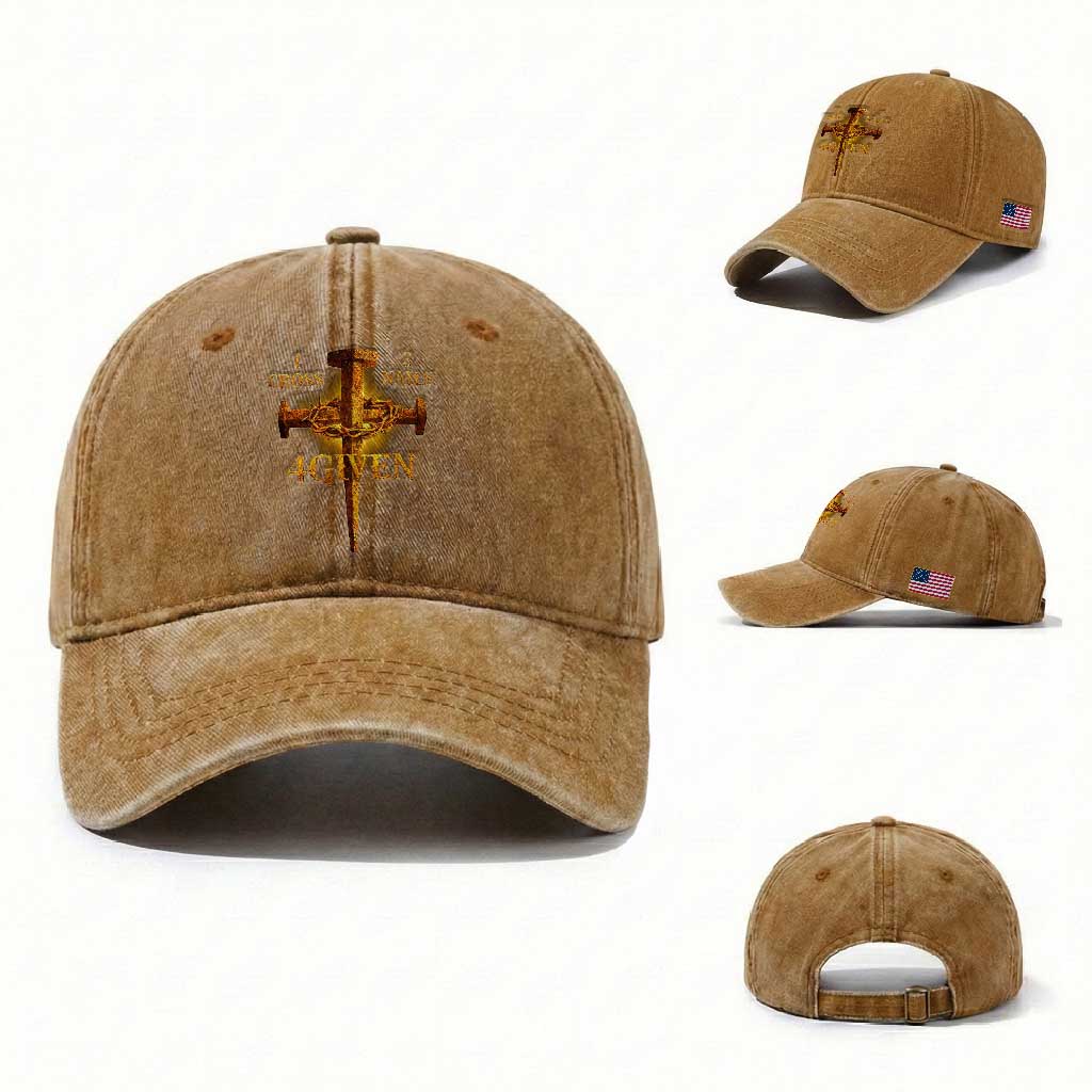 Christian One Cross Three Nails Four Given Washed Cotton Baseball Cap Jesus God