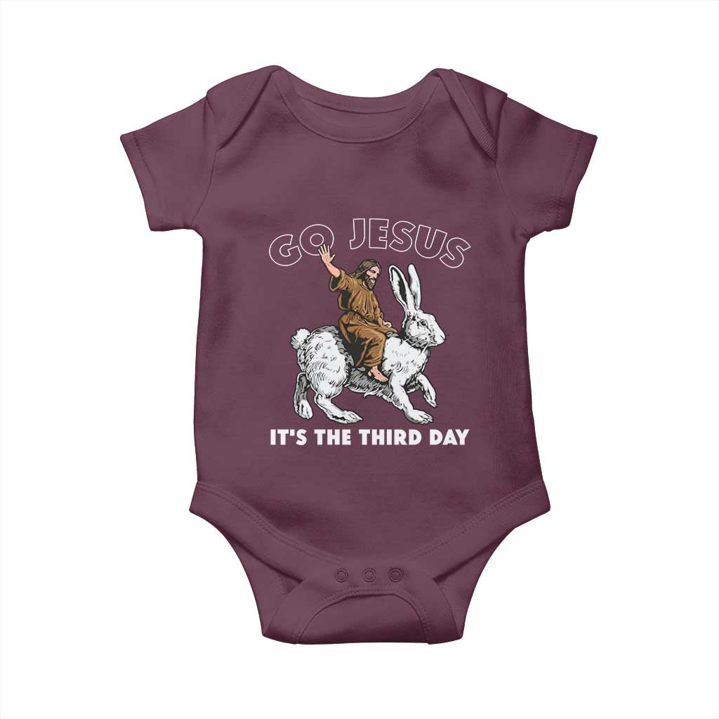 Funny Christian Easter Baby Onesie Go Jesus It Is The Third Day Religious Bunny TS11 Maroon Print Your Wear