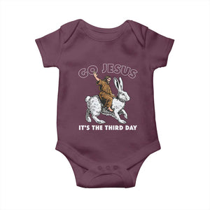 Funny Christian Easter Baby Onesie Go Jesus It Is The Third Day Religious Bunny TS11 Maroon Print Your Wear