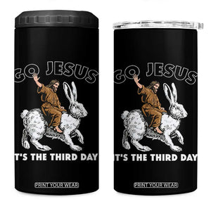 Funny Christian Easter 4 in 1 Can Cooler Tumbler Go Jesus It Is The Third Day Religious Bunny TS11 One Size: 16 oz Black Print Your Wear