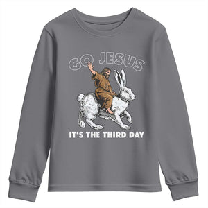 Funny Christian Easter Youth Sweatshirt Go Jesus It Is The Third Day Religious Bunny TS11 Charcoal Print Your Wear
