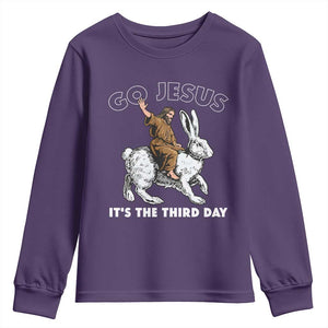 Funny Christian Easter Youth Sweatshirt Go Jesus It Is The Third Day Religious Bunny TS11 Purple Print Your Wear