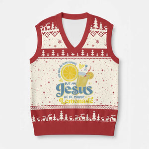 Life Gave Me Some Lemons But My Jesus He Be Makin Lemonade V-Neck Knit Sweater Vest TS11 Beige Red Print Your Wear
