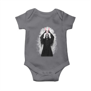 Funny Scary Bunny Face Ghost Heart Hand Sign Easter Day Baby Onesie TS11 Charcoal Print Your Wear