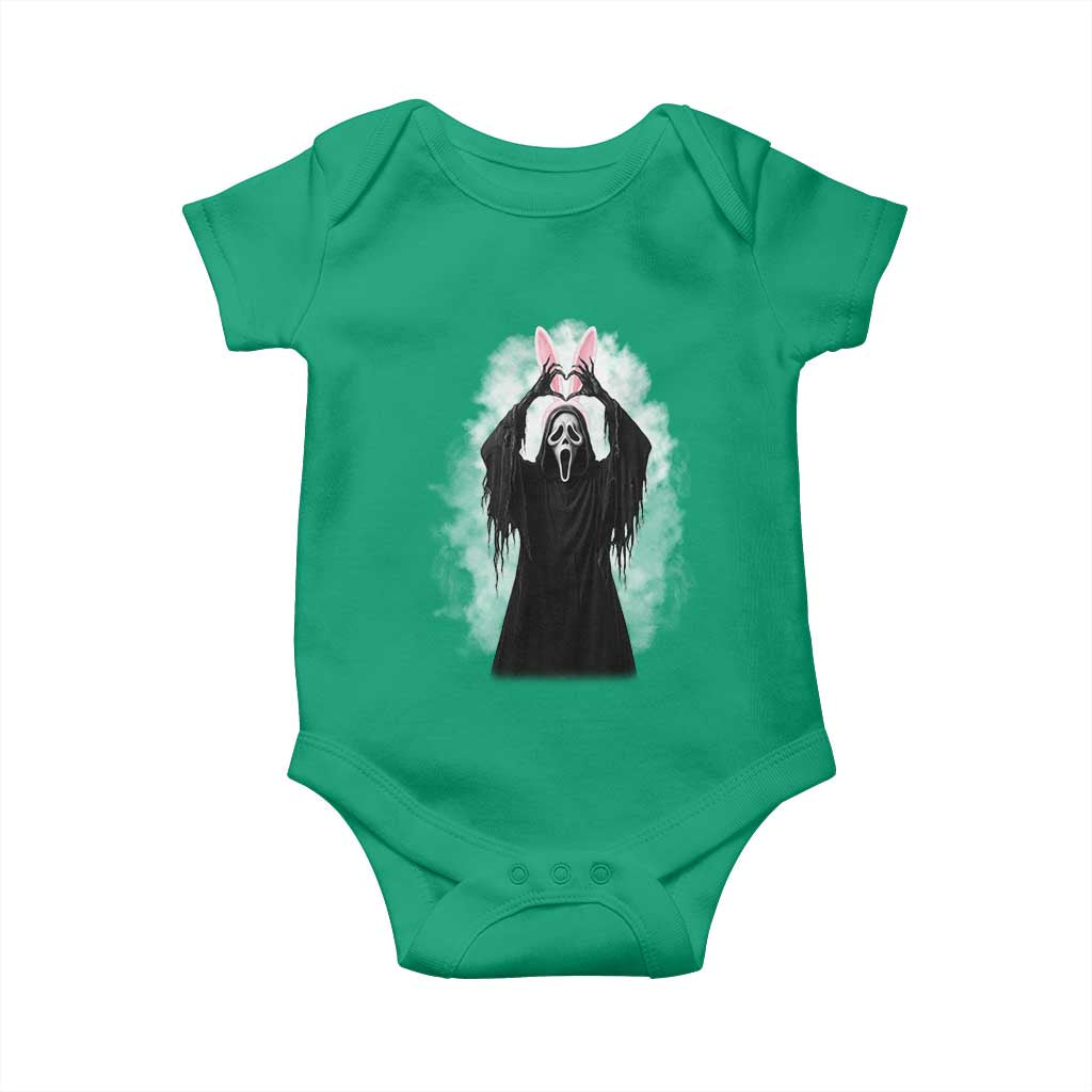 Funny Scary Bunny Face Ghost Heart Hand Sign Easter Day Baby Onesie TS11 Irish Green Print Your Wear