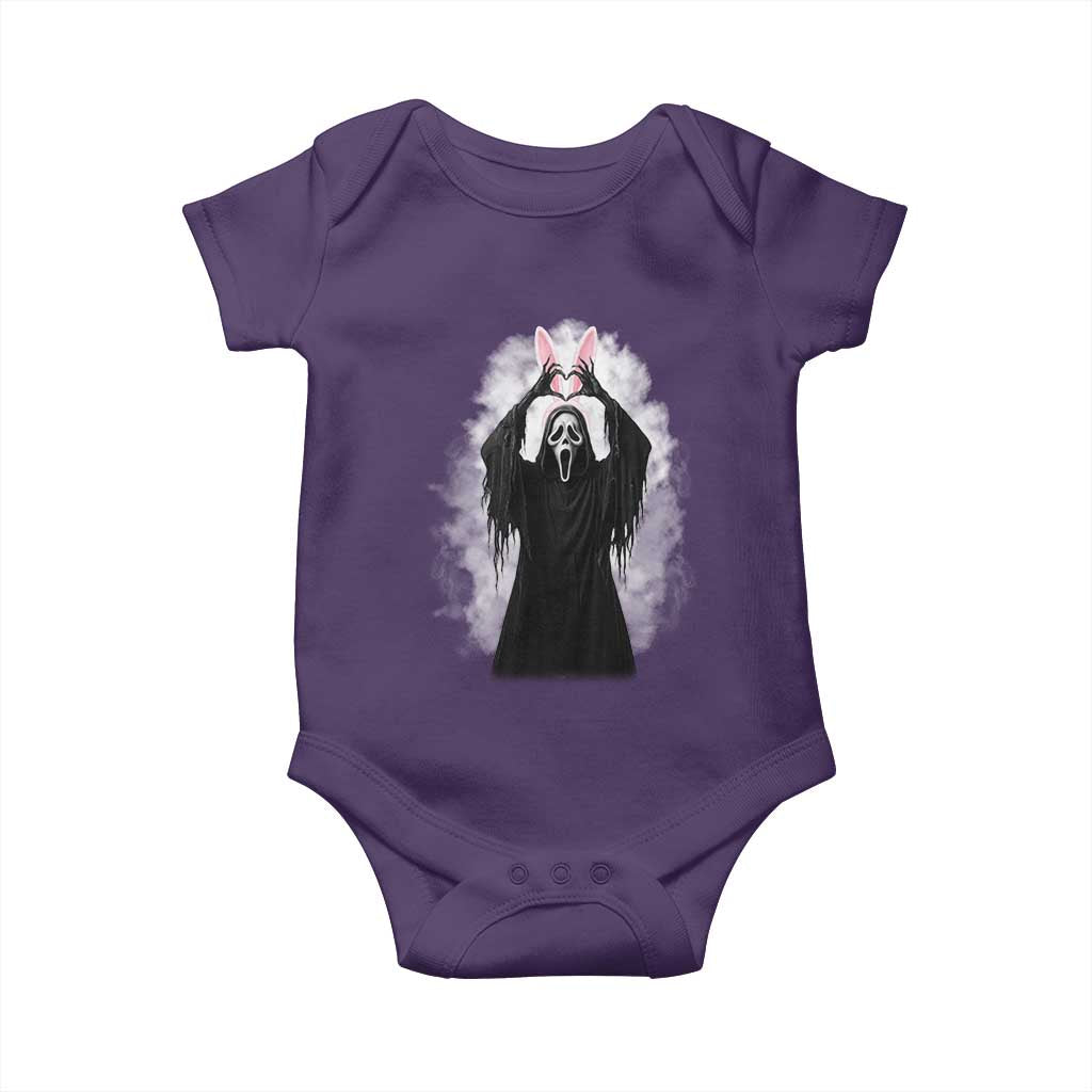 Funny Scary Bunny Face Ghost Heart Hand Sign Easter Day Baby Onesie TS11 Purple Print Your Wear