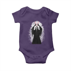 Funny Scary Bunny Face Ghost Heart Hand Sign Easter Day Baby Onesie TS11 Purple Print Your Wear