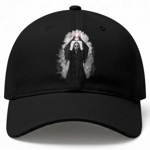 Funny Scary Bunny Face Ghost Heart Hand Sign Easter Day Baseball Cap