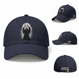 Funny Scary Bunny Face Ghost Heart Hand Sign Easter Day Baseball Cap